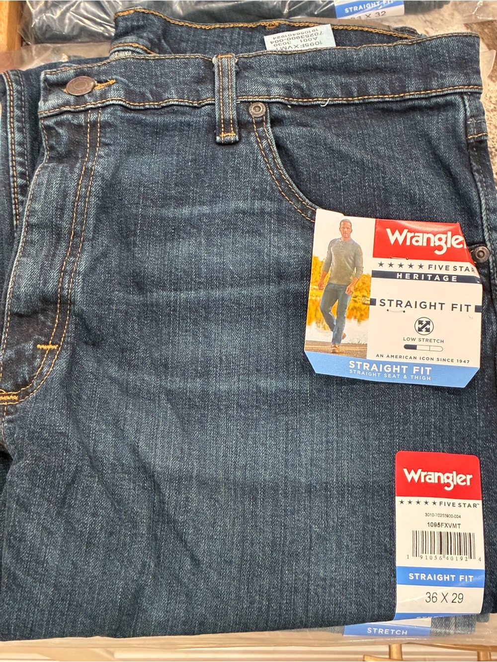 Wrangler Men's Straight Fit Jeans - Dark Blue 36x29
